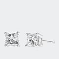 Haus of Brilliance AGS Certified 1/4 Cttw Princess-Cut Square Diamond 4-Prong Solitaire Stud Earrings In 14K White Gold - White