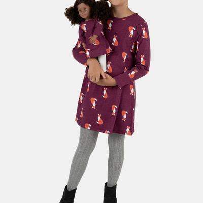 Leveret Matching Girl and Doll Hearts Cotton Dress - Red - 6Y