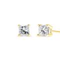 Haus of Brilliance AGS Certified 1/4 Cttw Princess-Cut Square Diamond 4-Prong Solitaire Stud Earrings in 14K Yellow Gold - Yellow - OS