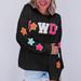 Threaded Pear Howdy Patch Graphic Casual Sweatshirt - Black