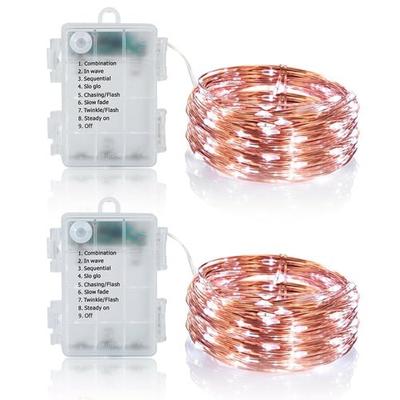 Fresh Fab Finds 2Pcs LED String Lights 100LED Beads 32.8FT Copper Fairy Lights IP65 Waterproof Battery Operated Flash Lights With Remote Control For Wedding Party Jar
