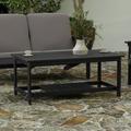 Merrick Lane Riviera All-Weather Poly Resin Wood Two Tiered Adirondack Slatted Coffee Conversation Table In Black - Black