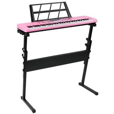 Fresh Fab Finds 61 Keys Digital Music Electronic Keyboard Electric Musical Piano Instrument Kids Learning Keyboard With Stand Microphone For Beginners - Pink