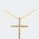 Haus of Brilliance 14K Yellow Gold Plated .925 Sterling Silver 1.0 Cttw Pendant, Champagne Diamond Gold Cross Necklace for Women - Yellow - 18