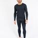 Leveret Mens Neutral Solid Color Thermal Pajamas - Blue - S