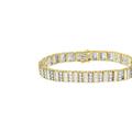 Haus of Brilliance 14K Yellow Gold Round and Baguette-Cut Diamond Bracelet - Yellow - 7