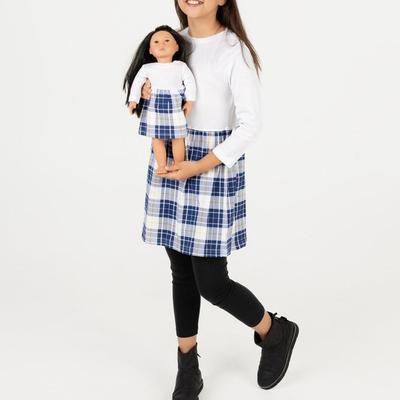 Leveret Matching Girl & Doll Plaid Cotton Skirt Dress - White - 4Y