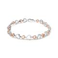 Haus of Brilliance 14K Rose Gold Plated .925 Sterling Silver 1/4 Cttw Diamond Heart Link Bracelet (I-J Color, I2-I3 Clarity) - Grey - 7"