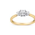 Haus of Brilliance 14K Yellow Gold 3/4 Cttw Cushion and Round-Cut Diamond Bostonian Style 3 Stone Engagement Ring - White - 7