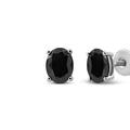Haus of Brilliance .925 Sterling Silver 1/2 Cttw Prong Set Treated Black Oval Diamond Stud Earring - White - 1.00 CTTW