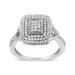 Haus of Brilliance .925 Sterling Silver 1/2 Cttw Round-Cut Diamond Cluster Cushion Ring (I-J , I1-I2) - Size 8 - Grey - 8