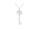 Haus of Brilliance .925 Sterling Silver Diamond Accent Zodiac Key 18" Pendant Necklace - White - AQUARIUS