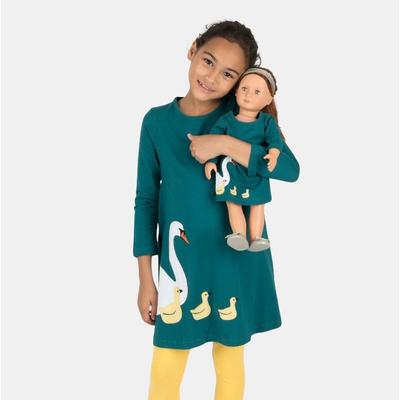 Leveret Matching Girl and Doll Hearts Cotton Dress - Green - 10Y