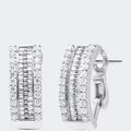 Haus of Brilliance 14K White Gold 1 1/2 cttw Round And Baguette Cut Diamond Earrings - White - OS