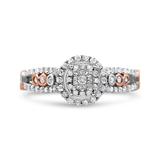 Haus of Brilliance 14K Rose Gold Plated .925 Sterling Silver 1/2 Cttw Round Diamond Double Frame Cross-Over Split Shank Engagement Ring - I-J Color, I2-I3 Clarity - Pink - 7