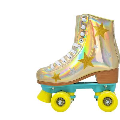 Cosmic Skates Girls Gold Glitter Iridescent Skates - Gold - 6