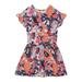 Deux Par Deux Organic Cotton Printed Short Sleeve Dress Pink & Blue Butterfly - Pink - 2