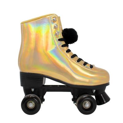 Cosmic Skates Gold Iridescent Pom Pom Roller Skates - Gold - 11