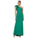 Ruffled One-shoulder Gown - Green - Xscape Dresses