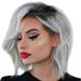 Natural Mix Colors Wig Gray Gradient Short Curtly Hair Synthetic Wig Women Full Wigs Grey 13.8 inch