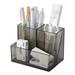 Acrylic Pen Holder 3 Compartments Clear Pen Holder Organizer Makeup Brush Holder for Office Desk Accessories Cosmetic Brush Storage Box Dorm Light gray