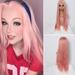 Melotizhi Wigs Human Hair Wig Cap Lace Front Wig for Women Long Fashion Pink Synthetic Women s Curly Wave Wigs Wig Wig Hair wig