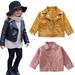 Esaierr Kids Girls Spring Motorcycle Faux Leather Jackets with Oblique Zipper for Toddlers Baby Childrens Short PU Leather Jackets Coats Outwear 1-12 Years