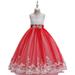 AnuirheiH Flower Girls Lace Applique Wedding Sequins Dress Princess Pageant Communion Birthday Xmas Party Evening Tulle Gown