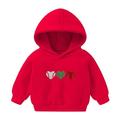 Lovskoo 2-7 Years Baby Clothes Toddler Baby Boy s Girl s Hoodie Children s Casual Heart Baseball Print Sweatshirt for The Baby Gift Red