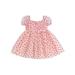 Qtinghua Toddler Baby Girl Valentineâ€™s Day Dress Short Puff Sleeve Heart Print Tulle Dress Princess Party Dress Pink 18-24 Months