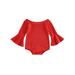 AMILIEe Solid Color Flare Long Sleeve Off Shoulder Jumpsuit for Infant Girls