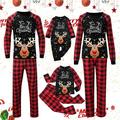 Baqcunre Baby Christmas Family Pajamas Cute Big Headed Deer Print Pjs Plaid Long Sleeve Tops and Pants Sleepwear Baby Pajamas Family Christmas Pajamas Matching Sets Pajama Set Lounge Set Black 24