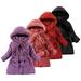 KYAIGUO Kids Girls Winter Fleece Outerwear Mid-Length Soft Cute Big Little Girls Warm Heavyweigh Zipper Hooded Parka Fleece Jacket Coat Teen Hooded Cotton OutWear for 4-14T