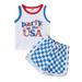 Canis Boy s Sleeveless Round Neck Shirt and Drawstring Checkerboard Shorts Set