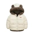 PURJKPU Baby Boys Girls Puffer Jacket Hooded Coat Fleece Liner Elastic Cuffs Outerwear 12Mon-5T With Bear Ear Hoodie White 120