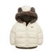 PURJKPU Baby Boys Girls Puffer Jacket Hooded Coat Fleece Liner Elastic Cuffs Outerwear 12Mon-5T With Bear Ear Hoodie White 120