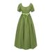 Rovga Plus Size Big Girls Regency Dresses Ruffled Classical Puff Sleeve Empire Waist Dress Belt Gown 16-17 Years