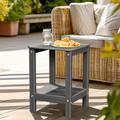 LovoIn | Patio Garden Side Table With 2 Layer Storage Outdoor End Tables for Your Adirondack Chair - Gray