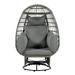 Dawn Whisper Outdoor Swivel Chair with Cushions Rattan Egg Patio Chair with Rocking Function for Balcony Poolside and Garden Grey Wicker with Grey Cushion