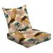 2-Piece Deep Seating Cushion Set Seamless pattern palm tree leaves branches Natural Summer print Outdoor Chair Solid Rectangle Patio Cushion Set