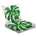 2-Piece Deep Seating Cushion Set Watercolor tropical leaf monstera Plants for Watercolor tropic Outdoor Chair Solid Rectangle Patio Cushion Set