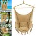 Mother s Day Sales - Tassel Plus Pillow Hanging Chair Hanging Rope Swing Soft Durable Cotton Canvas Indoor Bedroom Patio Porch Outdoor (Coffee)