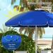 Height Adjustable Beach Umbrella with Cup Holders and Hooks UV 40+ Protection Outdoor Sunshade with Umbrellas Carry Bag for Patio Garden Pool Backyard Sapphire Blue