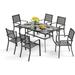 Grand patio 7 Pieces Outdoor Dinning Sets Weather-Resistant Wicker Patio Furniture for 6 Including Chairs and Rectangle Table with Umbrella Hole for Backyard Garden Poolside Deck Gr