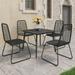 Outdoor Chairs Set Bistro Set Patio Conversation Set Furniture for Patio Deck and Poolside 5 Piece Patio Dining Set PVC Rattan Black