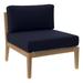 Afuera Living Teak Wood and Fabric Outdoor Armless Chair in Gray/Navy