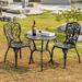 LLBIULife Patio Bistro Set 3 Piece Outdoor Bistro Set Cast Aluminum Bistro Table and Chairs Set of 2 with Umbrella Hole Rust-Resistant Garden Table and Chairs Bronze