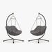 Grand Patio Royal 2 PCS Outdoor & Indoor Swing Egg Chairs with Stand Hammock Egg Chairs Set with Steel Frame and Gray Cushion 350lbs Capacity Hanging Egg Chairs for Patio Bedroom Balcony