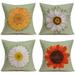 YCHII Flower Pillow Covers Summer Daisy Sunflower Floral Farmhouse Decorative Throw Pillow Cases Green Yellow White Flowers Set of 4 Pillows Case for Sofa Couch Bed