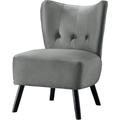 Upholstered Armless Accent Chair With Flared Back And Button Tufting Gray